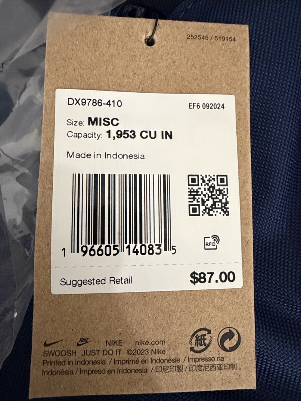 Nike Hoops Elite Backpack (32L) - DX9786 Navy NWT - Picture 10 of 11